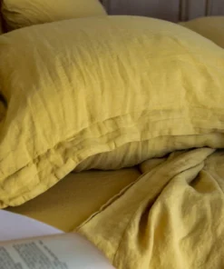 Scout House Textiles Scout Portuguese Linen Sheet Set- King - Mustard 9 Scout House Textiles Scout Portuguese Linen Sheet Set- King - Mustard