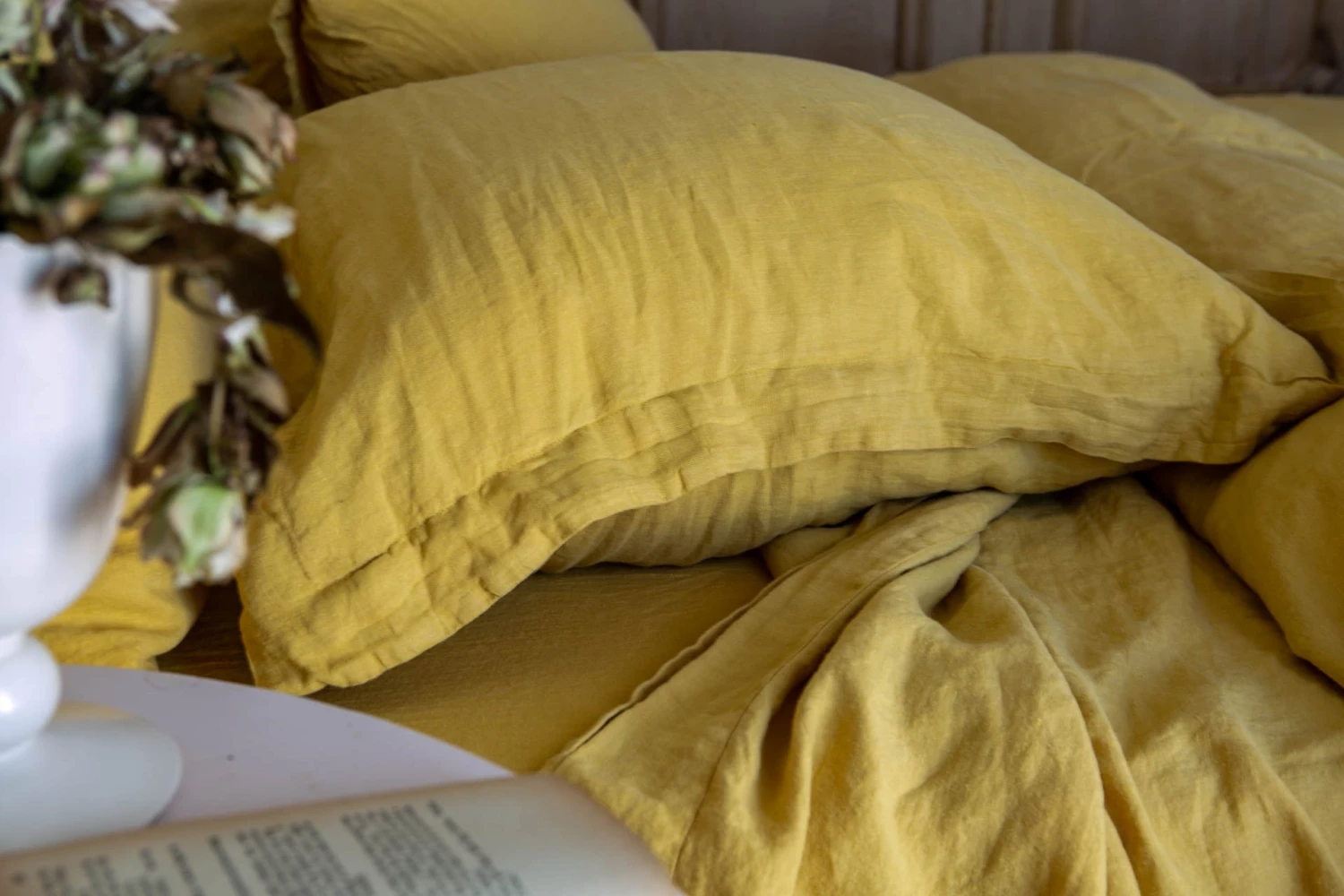 Scout House Textiles Scout Portuguese Linen Sheet Set- King - Mustard 5 Scout House Textiles Scout Portuguese Linen Sheet Set- King - Mustard
