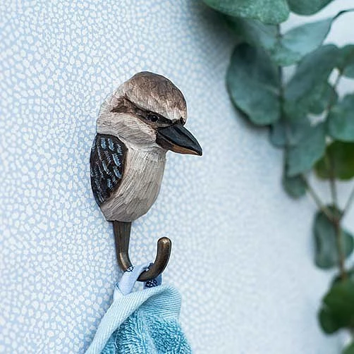 Scout House Homewares Hand Carved Wooden Wall Hook - Kookaburra 4 Scout House Homewares Hand Carved Wooden Wall Hook - Kookaburra