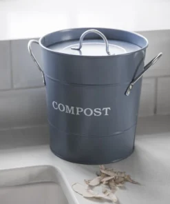 Scout Enamel Compost Bucket Charcoal Homewares