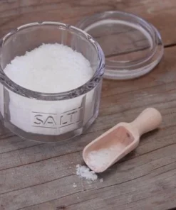 Scout House Homewares Glass Salt Jar With Wooden Scoop