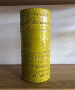 Bitossi Italy Yellow Ceramic Cylinder Vase Gifts