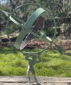 Scout House Vintage Danish Armillary Sphere Sculpture/ Sun Dial Green- Mint Condition