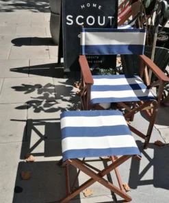 Scout Classic Directors Chair In Les Toiles Du Soleil -NAVY AND WHITE BROAD STRIPE Furniture