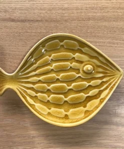 Scout House Ceramic Fish Plate In Ochre Yellow Homewares