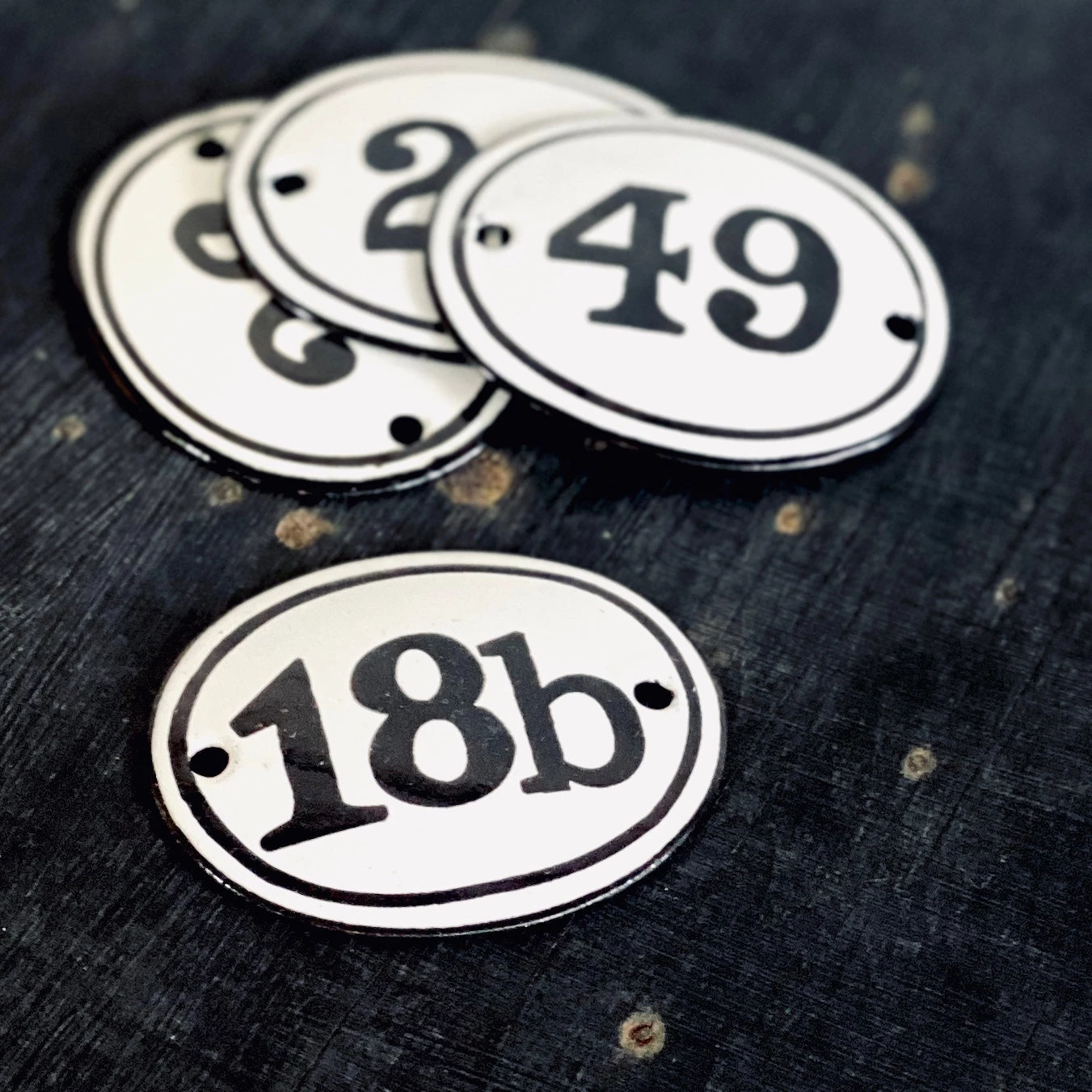 Scout House Gifts Enamel House Numbers Black And White- CUSTOM NUMBERS 4 Scout House Gifts Enamel House Numbers Black And White- CUSTOM NUMBERS