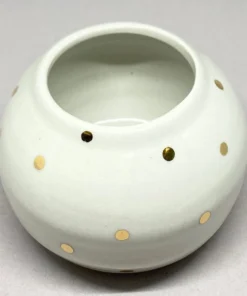 Scout House White Canister With Gold Dots- Bridget Bodenham
