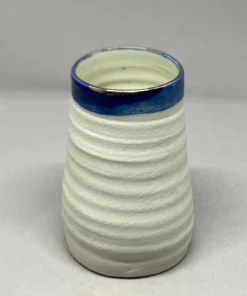 Bridget Bodenham - Small Cylindrical Vase - White And Blue
