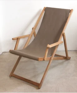 Scout Deck Chair In Plain Taupe With Arms Furniture