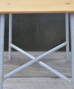 Scout House Vintage Ukraine Army Stool With Renewed Plywood Top