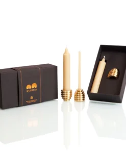 Scout Queen B - Solid Brass Reversible Beehive Candle Holder