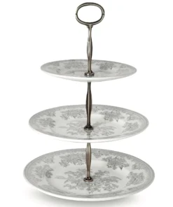 Burleigh UK- Asiatic Pheasant- Dove Grey- 3 Tiered Cake Stand