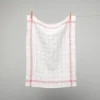 Homewares French 100% Linen Tea Towel White With Red Graph Check By Charvet Editions