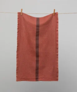 Homewares French 100% Linen 'Doudou' Tea Towel Terracotta By Charvet Editions