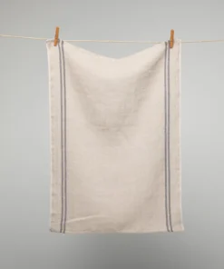 French 100% Linen 'Pays' Natural With Black Stripes Tea Towel By Charvet Editions Homewares