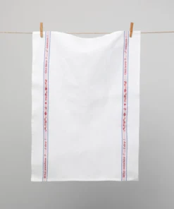 French 100% Cotton With Red Who Washes Tea Towel By Charvet Editions Homewares